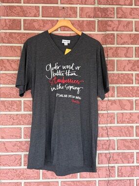 Women's Charcoal V-Neck Scripture Graphic Tee - Classic Faith